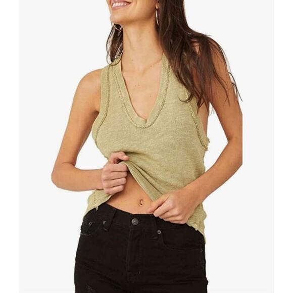 Free People We The Free Slim n' Simple Slub Jersey Cotton Tank Top Small - Picture 1 of 5